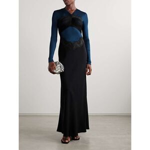 CHRISTOPHER ESBER Tulle Overlay Verner Lace Dress in Blue Graphite AU6/US2